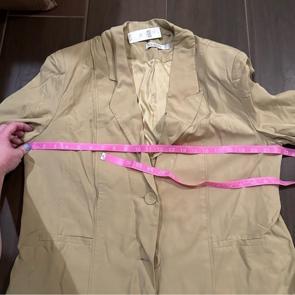 NWT Anthro Mon Renn Leone Khaki Notch Collar Long Sleeve Blazer Jacket XXL - Picture 12 of 17